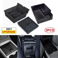 luumtee 3pcs center console organizer tray: upgrade your 2021 tesla model 3/y armrest storage with coin and sunglass holder - interior accessories tray (flocked) logo