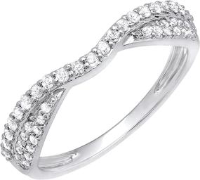 img 4 attached to Dazzlingrock Collection 0.32 Carat Round White Diamond Ladies Bridal Wedding Stackable Band in 14K Gold - Stunning and Sparkling 1/3 CT