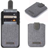 card holder for back of phone rfid 5 pull credit card cash cell wallet pocket canva leather case for smartphones (grey) logo