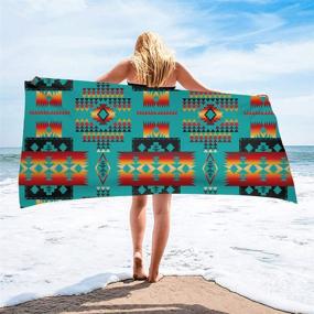 img 4 attached to 🏖️ Aoopistc Southwest Aztec Tribal Geometry Beach Towels - Lightweight, Soft, Absorbent Pool Towel for Summer Beach - Stylish Accessories