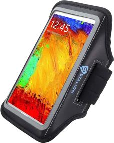 img 4 attached to Stalion Sports Running Armband for Samsung Galaxy Note 🏃 3: Water Resistant, Sweat Proof, Key Holder - Jet Black