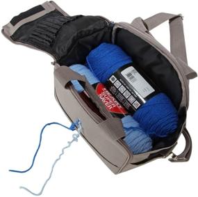 img 3 attached to 👜 Convenient and Stylish Home-X Portable Canvas Yarn Bag with Built-in Yarn Hole - Grey