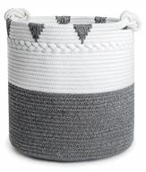 🧺 punzymo black blanket storage basket - woven cotton rope organizer for living room - 15" x 15" x 14.2" - ideal for toys, laundry, towels, and diapers logo