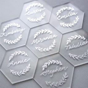 img 4 attached to 🔶 UNIQOOO 80Pcs Clear Acrylic Place Cards for Weddings: Elegant Hexagon Seating Cards for Dinner Parties, Banquets & Events