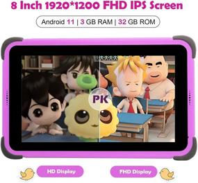 img 2 attached to 📱 Kids Tablet Android 11.0 - 8 Inch Tablet for Kids, 1920x1200 FHD IPS Display, 3GB RAM 32GB ROM, Parental Control, 5+8MP Camera, WiFi, Comes with Kids-Tablet Case and Stand (Pink)