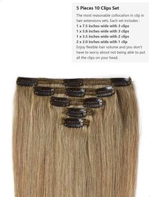 img 2 attached to ROSEBUD 18 Inch Double Weft 5Pcs 10 Clips Set Blonde Hair Extensions - Thick REMY Human Hair for Women