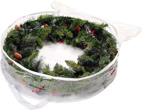 img 3 attached to 🎄 Joiedomi 30-inch Clear Plastic Christmas Wreath Storage Container - Set of 2, Clear Xmas Wreath Storage Bag with Dual Zippers and Handles for Seasonal Decoration Storage