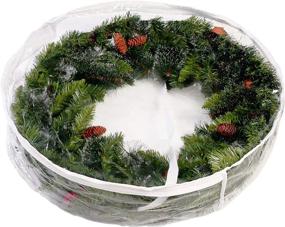 img 2 attached to 🎄 Joiedomi 30-inch Clear Plastic Christmas Wreath Storage Container - Set of 2, Clear Xmas Wreath Storage Bag with Dual Zippers and Handles for Seasonal Decoration Storage
