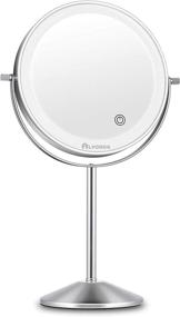 img 4 attached to Alvorog Rechargeable Makeup Mirror with Lights - 8 Inch Tabletop Vanity Mirror with Touch Switch, Dimmable 3 Color Lighting Modes, Intelligent Shutdown, 72 LEDs, 1X/5X Magnification