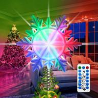 🎄 iidee christmas tree topper: 11 light modes, 3d glitter snowflake, remote control, timer - perfect for xmas tree, walls, and tabletop logo