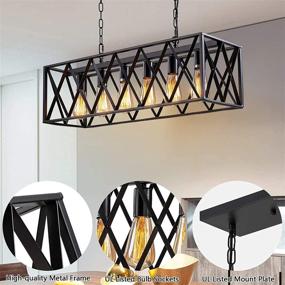 img 1 attached to Rustic Vintage Industrial Kitchen Island Pendant Lighting - Pynsseu Rectangular 🏡 6-Light Hanging Pendant Light Fixtures for Farmhouse Kitchen, Bar, and Dining Room