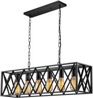 rustic vintage industrial kitchen island pendant lighting - pynsseu rectangular 🏡 6-light hanging pendant light fixtures for farmhouse kitchen, bar, and dining room logo