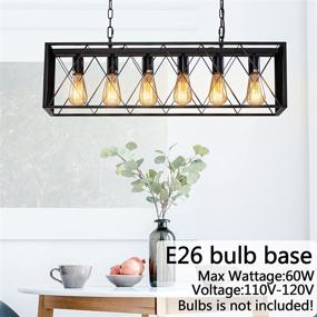 img 2 attached to Rustic Vintage Industrial Kitchen Island Pendant Lighting - Pynsseu Rectangular 🏡 6-Light Hanging Pendant Light Fixtures for Farmhouse Kitchen, Bar, and Dining Room