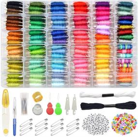 img 4 attached to 🎁 Complete 962Pcs Friendship Bracelet String Kit: 110 Colorful Embroidery Threads, 800 Beads, and 52 Cross Stitch Tools with Labeled Embroidery Thread Numbers - Perfect Gift for Creative Production!