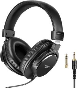 img 4 attached to Neewer NW-2000 Studio Monitor Headphones - Dynamic Rotatable Headsets with 40mm Loudhailer Driver, 3 Meters Cable, 6.35mm Plug Adapter, compatible with PC, Cell Phones, TV