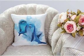 img 3 attached to 🐬 HGOD DESIGNS Dolphin Watercolor Throw Pillow Cover – Cheerful, Lovely & Friendly Home Decorative Pillow Case made of Cotton Linen – Square Cushion Cover for Sofa Couch, 18x18 Inch