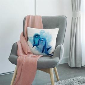 img 2 attached to 🐬 HGOD DESIGNS Dolphin Watercolor Throw Pillow Cover – Cheerful, Lovely & Friendly Home Decorative Pillow Case made of Cotton Linen – Square Cushion Cover for Sofa Couch, 18x18 Inch