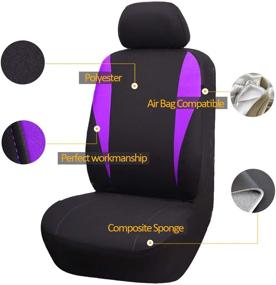 img 1 attached to Flying Banner Car Seat Covers 9 PCS - Front Seats and Rear Bench - Black/Purple Polyester Cover without Zippers