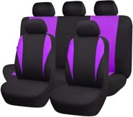 flying banner car seat covers 9 pcs - front seats and rear bench - black/purple polyester cover without zippers logo