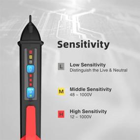 img 2 attached to Protmex AC Voltage Tester Pen - Non Contact Voltage Detector with Adjustable Sensitivity, Electrical Circuit Testers, Flashlight and Buzzer Alarm - Multi Range AC 12-1000V, Live/Null Wire Judgment