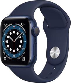 img 4 attached to Renewed Apple Watch Series 6 (GPS, 40mm) Blue 🕰️ Aluminum Case with Navy Sport Band - Get Yours Now!