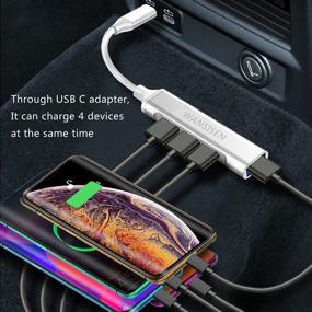 img 1 attached to 🚗 4-in-1 USB C Hub Adapter for Cars - USB Type C Charging Port, Multiport USB Adapte Hub, Compatible with MacBook Air, iPad Pro, XPS, and More USB C Devices - Portable Mini Hub (Grey)