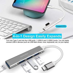 img 2 attached to 🚗 4-in-1 USB C Hub Adapter for Cars - USB Type C Charging Port, Multiport USB Adapte Hub, Compatible with MacBook Air, iPad Pro, XPS, and More USB C Devices - Portable Mini Hub (Grey)