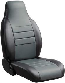 img 2 attached to Fia SL67-34 СЕРЫЙ: Настраиваемая накладка на передние кресла из искусственной кожи для одиночных сидений - черная с серым центральным панелью.
