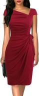 👗 liyinxi women's vintage 1950s cap sleeve knee-length sheath slim business casual party ruched bodycon faux wrap dress logo