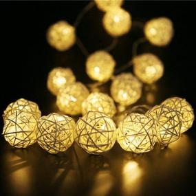 img 1 attached to 💡 Romantic Rattan Ball String Lights: 8ft 20 LEDs for Valentine's Day, Parties, Weddings, and Christmas Decoration