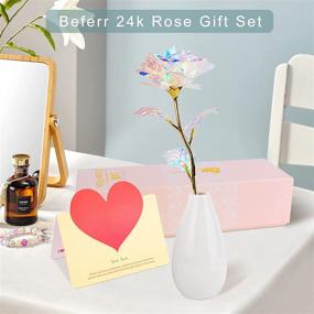img 3 attached to 🌹 Christmas Rose Gifts for Women: Galaxy Rose Crystal Rainbow Flower with Ceramic Vase - Unique Gift Ideas for Her, Valentine's Day, Mother's Day, Birthday Gift for Mom, Wife, Girlfriend