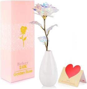 img 4 attached to 🌹 Christmas Rose Gifts for Women: Galaxy Rose Crystal Rainbow Flower with Ceramic Vase - Unique Gift Ideas for Her, Valentine's Day, Mother's Day, Birthday Gift for Mom, Wife, Girlfriend