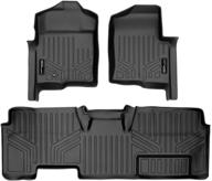 🚗 maxliner floor mats 2 row liner set black - perfect fit for 2009-2010 ford f-150 supercab non flow-through center console logo