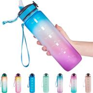 💦 goswag 32oz water bottle with straw &amp; time marker, leakproof bpa free, drinking water bottle with hours | carry strap, fits in cup, backpack, increase water intake all-day (blue violet) logo