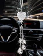 stylish women's car accessories: bling car décor, cute rearview mirror ornaments, and lucky crystal sun catcher (white) logo