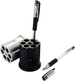 img 1 attached to Silver Rotating Revolver Pencil Holder - 6-Hole Gun Cylinder Pen 🖋️ Holder with Metal Barrel Design - Heavy Duty Non-Slip Aluminum Office Creative Decoration