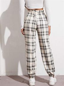 img 3 attached to Stylish WDIRARA Women's Plaid Elastic High Waist Tartan Pants with Pockets - Perfect Casual Wear!