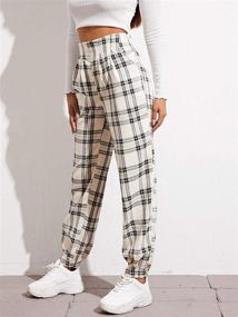 img 1 attached to Stylish WDIRARA Women's Plaid Elastic High Waist Tartan Pants with Pockets - Perfect Casual Wear!