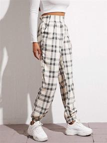 img 2 attached to Stylish WDIRARA Women's Plaid Elastic High Waist Tartan Pants with Pockets - Perfect Casual Wear!