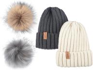 pilipala womens knit beanies hats: stay cozy with fur pom bobble hat & cable design logo