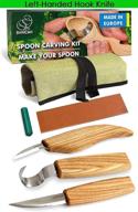 🔪 beavercraft s13l spoon carving tools set: 3 knives, leather strop, polishing compound, hook, sloyd detail knife - left-handed wood carving kit in tools roll logo