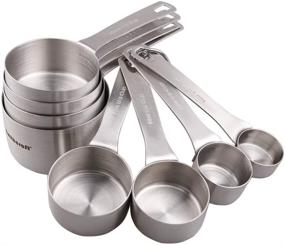 img 3 attached to Smithcraft Stainless Steel Measuring Cups Set - Heavy Duty 8 Cups and 1 Ring – 18/8 (304) Steel Material - Pack of 9