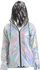 img 2 attached to Outerwear Sweatshirt Metallic Raincoat Showerproof Women's Clothing