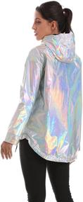 img 1 attached to Outerwear Sweatshirt Metallic Raincoat Showerproof Women's Clothing