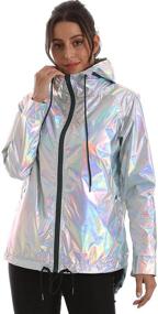 img 3 attached to Outerwear Sweatshirt Metallic Raincoat Showerproof Women's Clothing