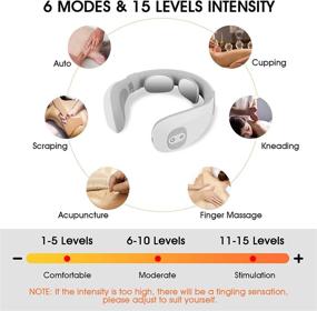 img 2 attached to 🔌 Cordless Electric Pulse Neck Massager with Heat, Intelligent Deep Tissue Trigger Point Massager for Pain Relief, 6 Modes 15 Levels, Portable Neck Massager for Women and Men - Perfect Gift (ST-304)
