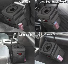 img 3 attached to 🚗 Versatile and Stylish Dark Grey Car Trash Can: EPauto Waterproof with Lid and Storage Pockets