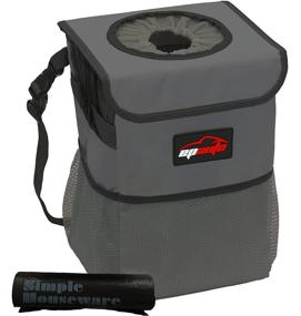 img 4 attached to 🚗 Versatile and Stylish Dark Grey Car Trash Can: EPauto Waterproof with Lid and Storage Pockets