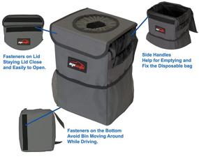 img 1 attached to 🚗 Универсальная и стильная темно-серая мусорная корзина для автомобиля: EPauto водонепроницаемая с крышкой и карманами для хранения.