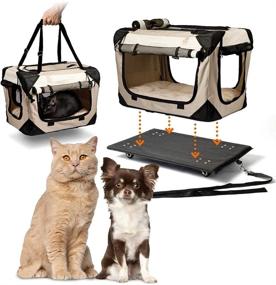 img 4 attached to PetLuv Rolling Cat & Dog Carrier on Wheels - Pull-Along Travel Crate with Locking Zippers, Matching Cozy Plush Nap Pillow, Anxiety-Reducing